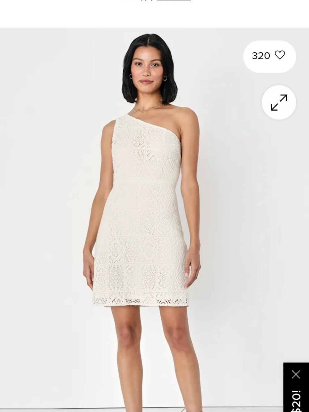 LULUS In My Mood Ivory Crochet Lace One Shoulder Mini Dress - Women's Size XS 🆕